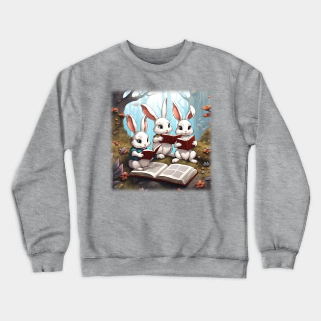 Reading bunnies Crewneck Sweatshirt by LM Designs by DS